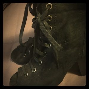 Black Lace-up Booties