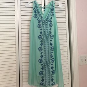 Teal and blue patterned dress