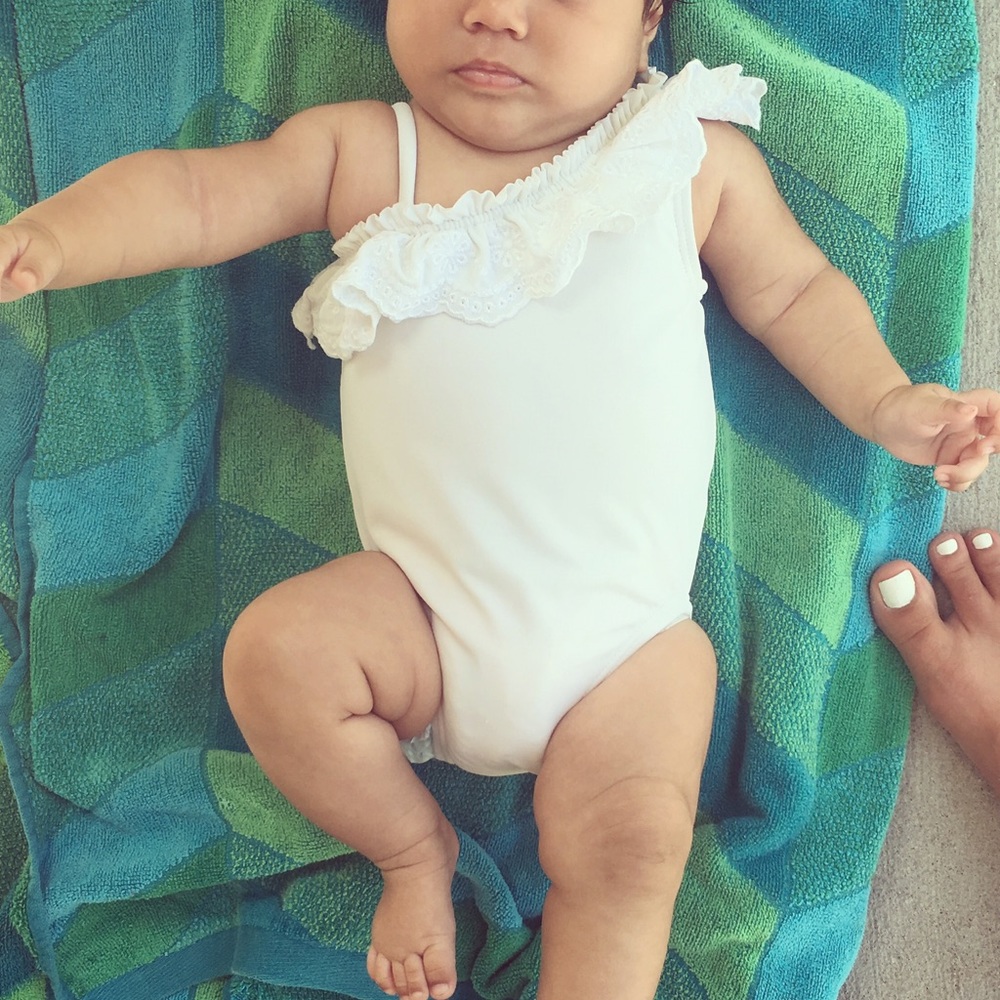 Baby GAP cream ruffle bathing suit