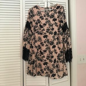 Stunning light pink and black printed dress