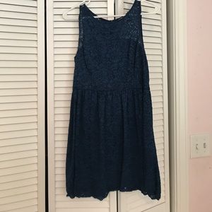 Navy blue floral printed dress