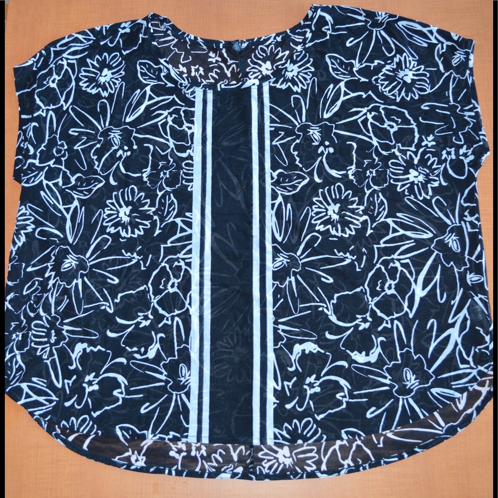 Lane Bryant Black and White Floral Print Blouse