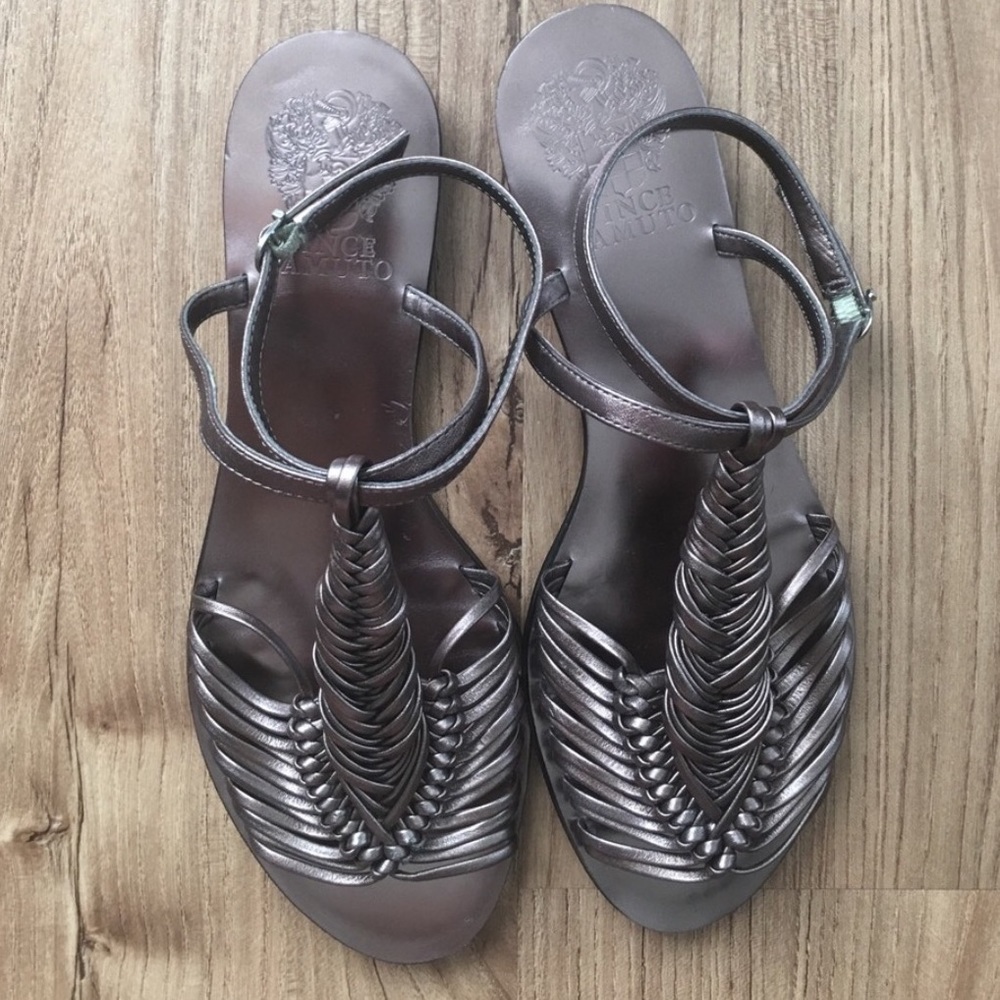 Vince Camuto Rito brushed metallic woven sandal