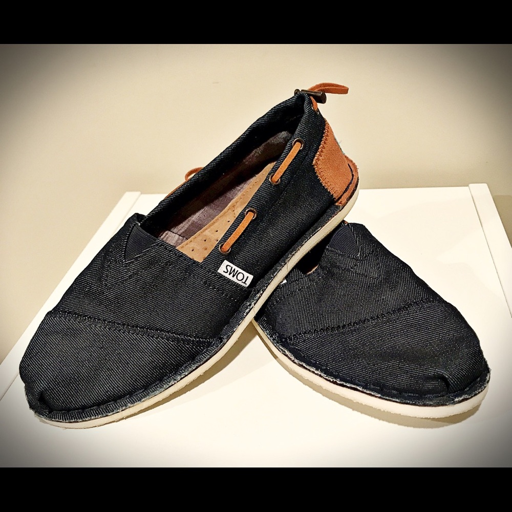 TOMS Dark Denim & Leather Bimini Stitch-Outs