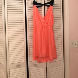 Bright orange and navy AE high low dress