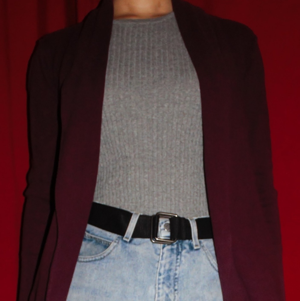 burgundy cardigan
