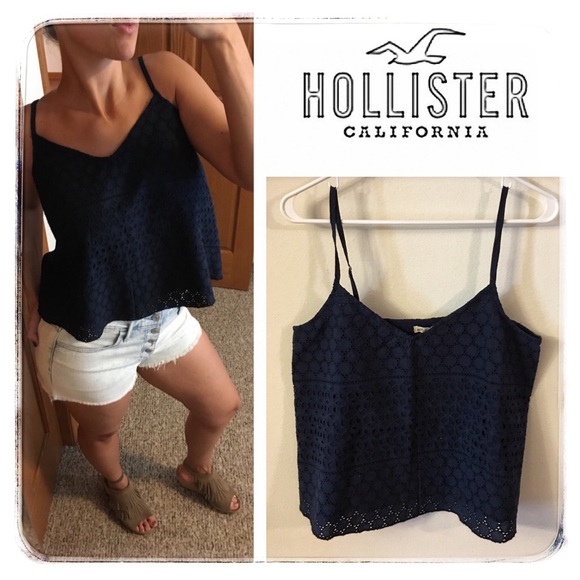 Hollister Tops - 🔥FLASH SALE Hollister Crop Tank Crochet Blue NEW
