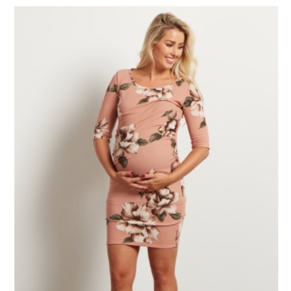 Pink blue maternity dress