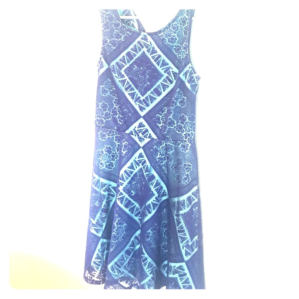 Summer dress blue & teal - XS. Super cute!
