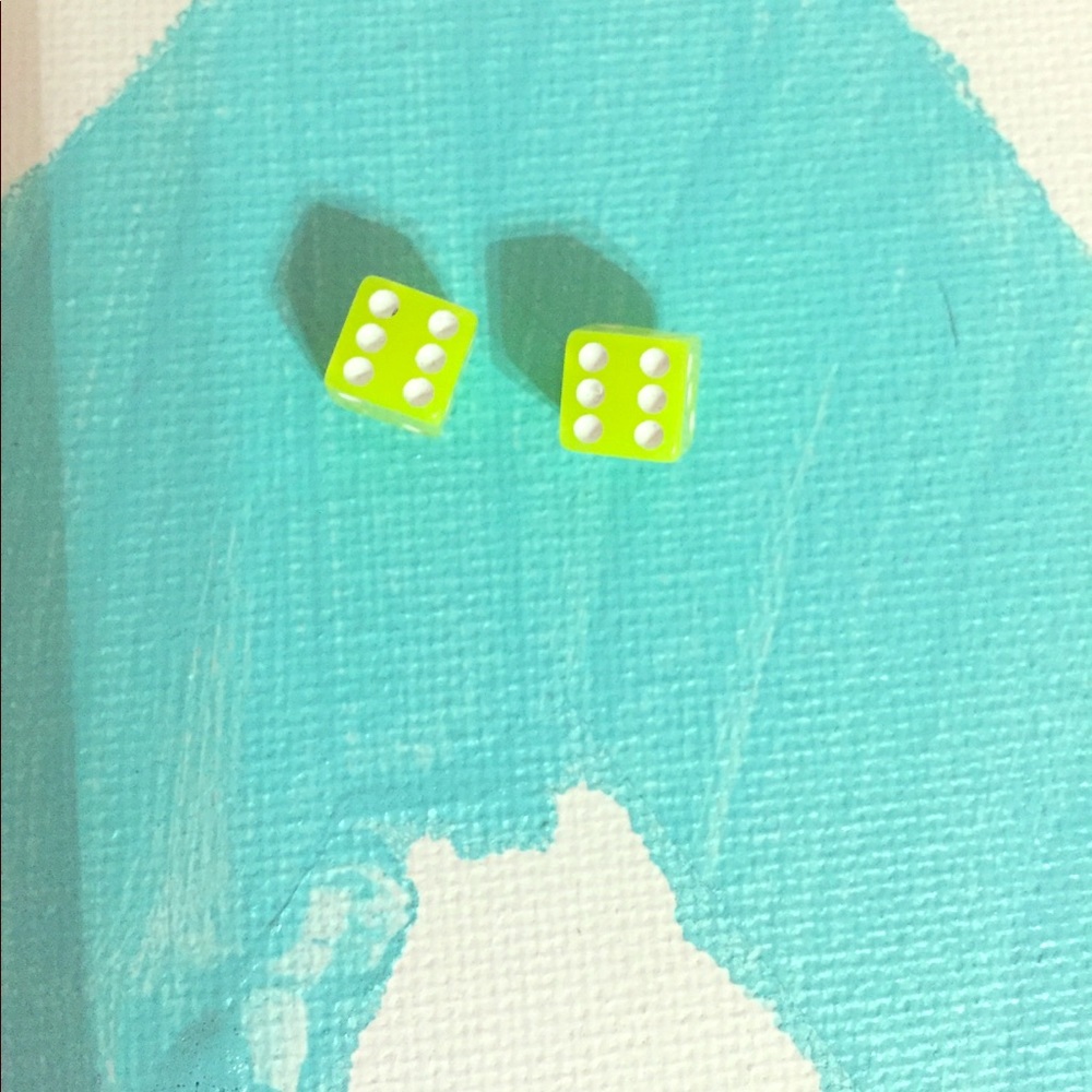 Neon yellow dice earrings!