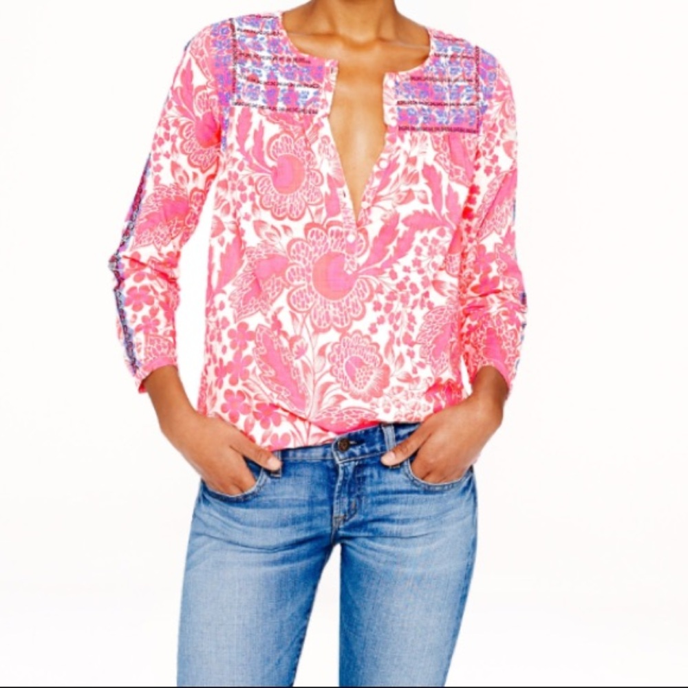 J. Crew floral blouse size large