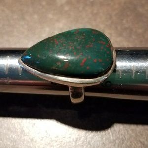 👑 Sterling silver bloodstone ring, sz 5.25