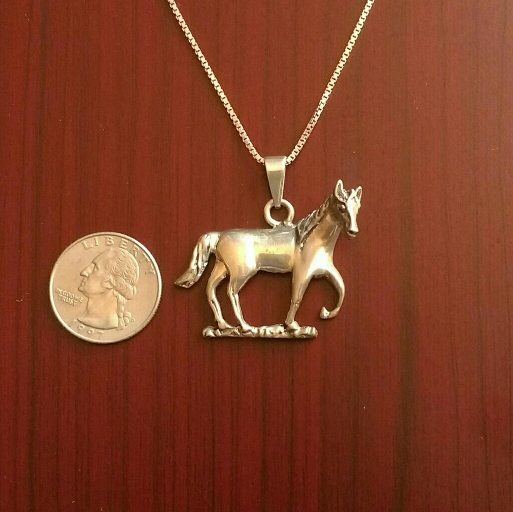 Sterling silver horse necklace