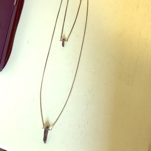 Layered stone charm necklace