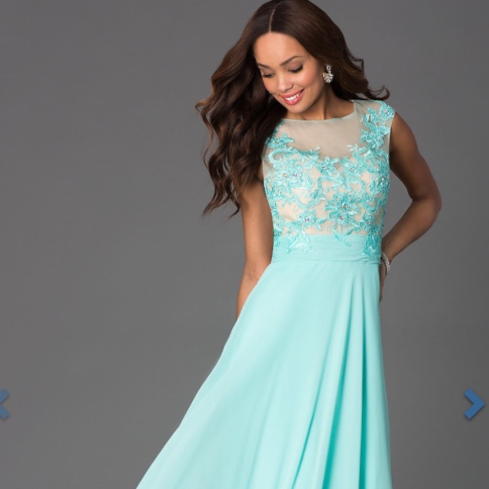 Aqua beaded formal gown