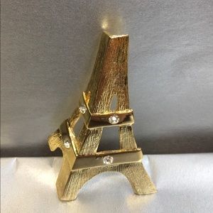 Eiffel Tower Golden Brooch with Jewels