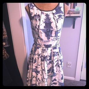 Chinese print vintage style dress