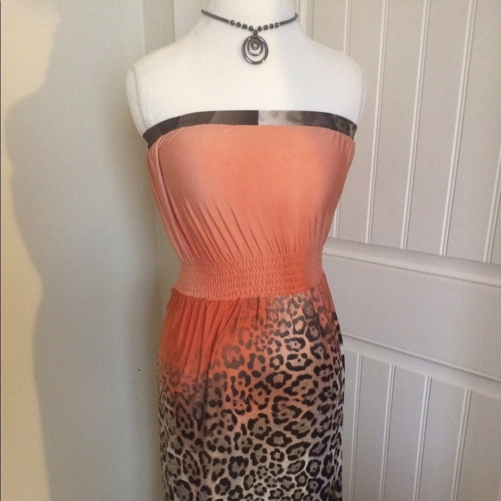 Love Culture coral ombré animal print dress