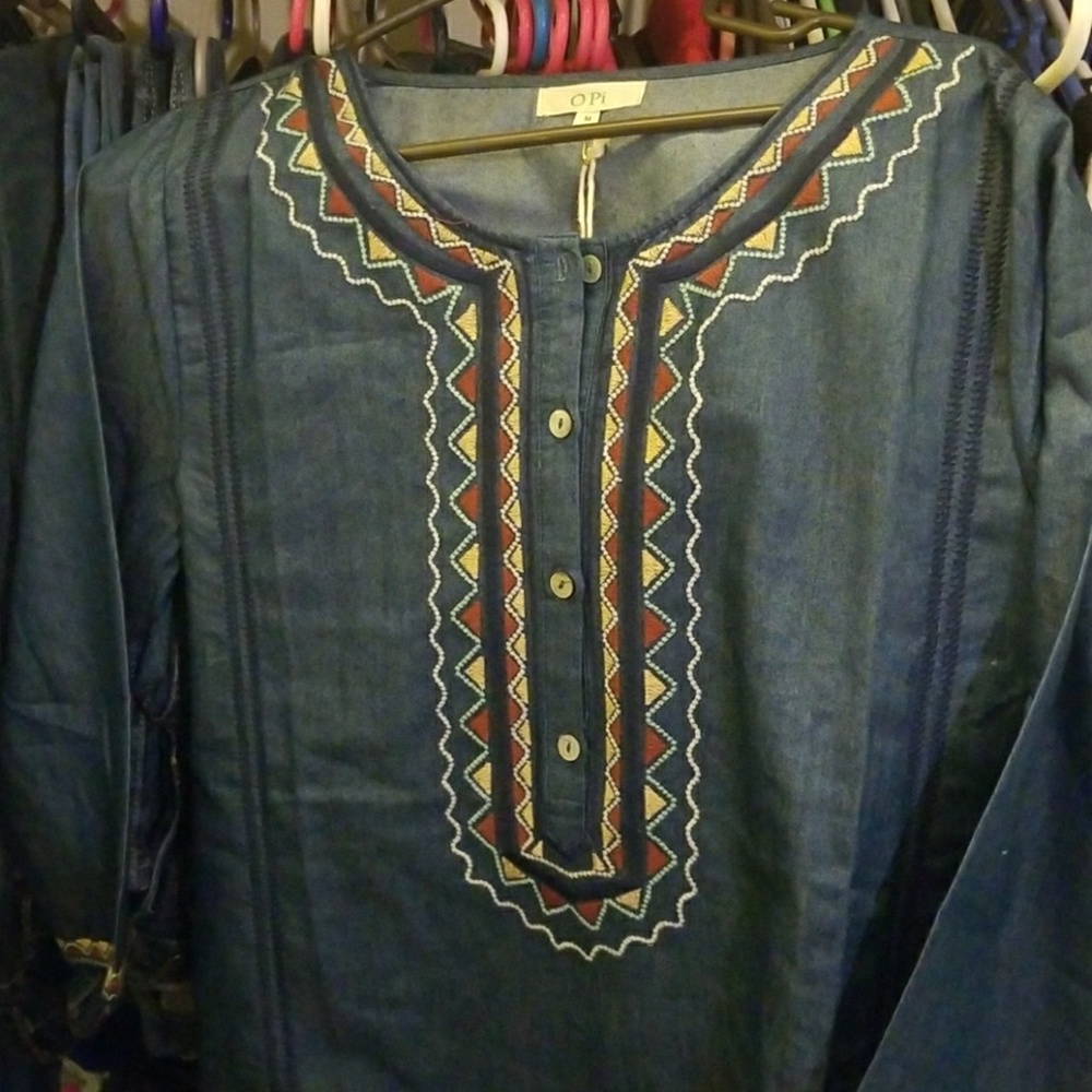 Denim with embroidery dress