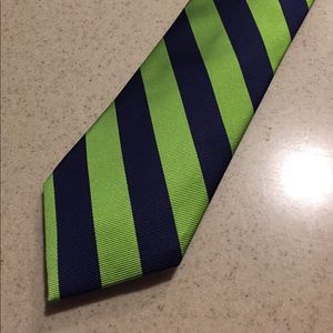 J. Crew Silk Navy and Lime Green Classic Tie