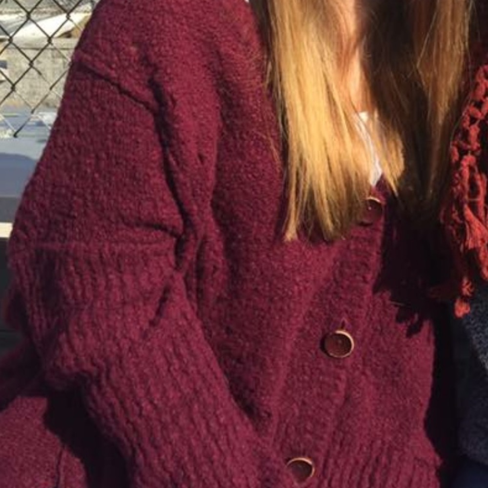 Free People Maroon knit sweater