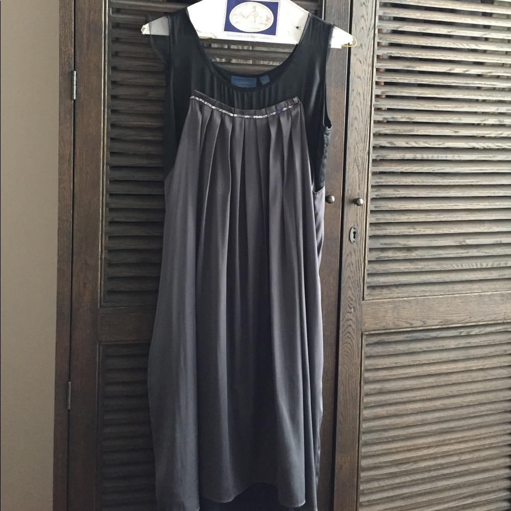 Black and gunmetal dress.