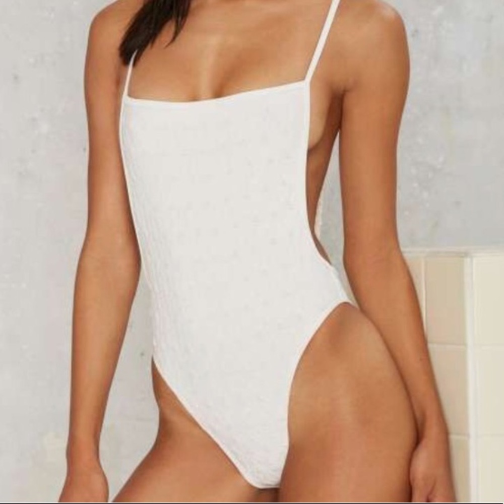 White bodysuit w/mesh sides