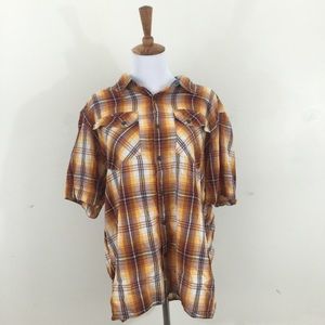 North FaceShort Sleeve Brown Plaid shirt western