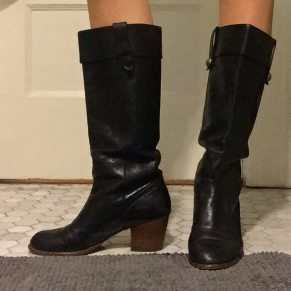 Coach black leather boots