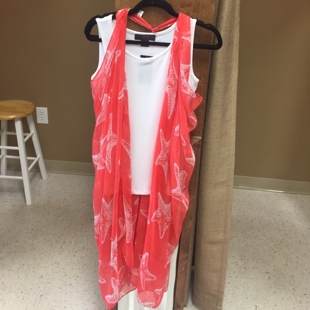 Coral beach scarf or vest
