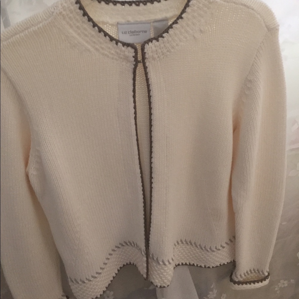 Liz Claiborne size Med. cream color sweater