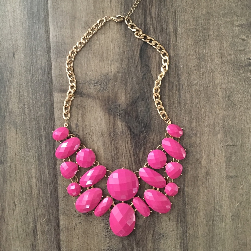 Charming Charlie hot pink statement necklace