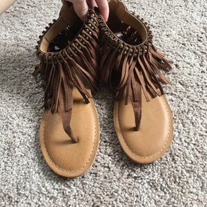 Brand new brown shaggy boutique sandals