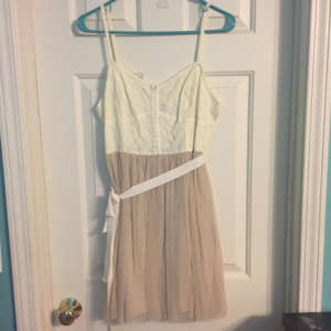 American Eagle Cream and Tan Tulle Corset Dress