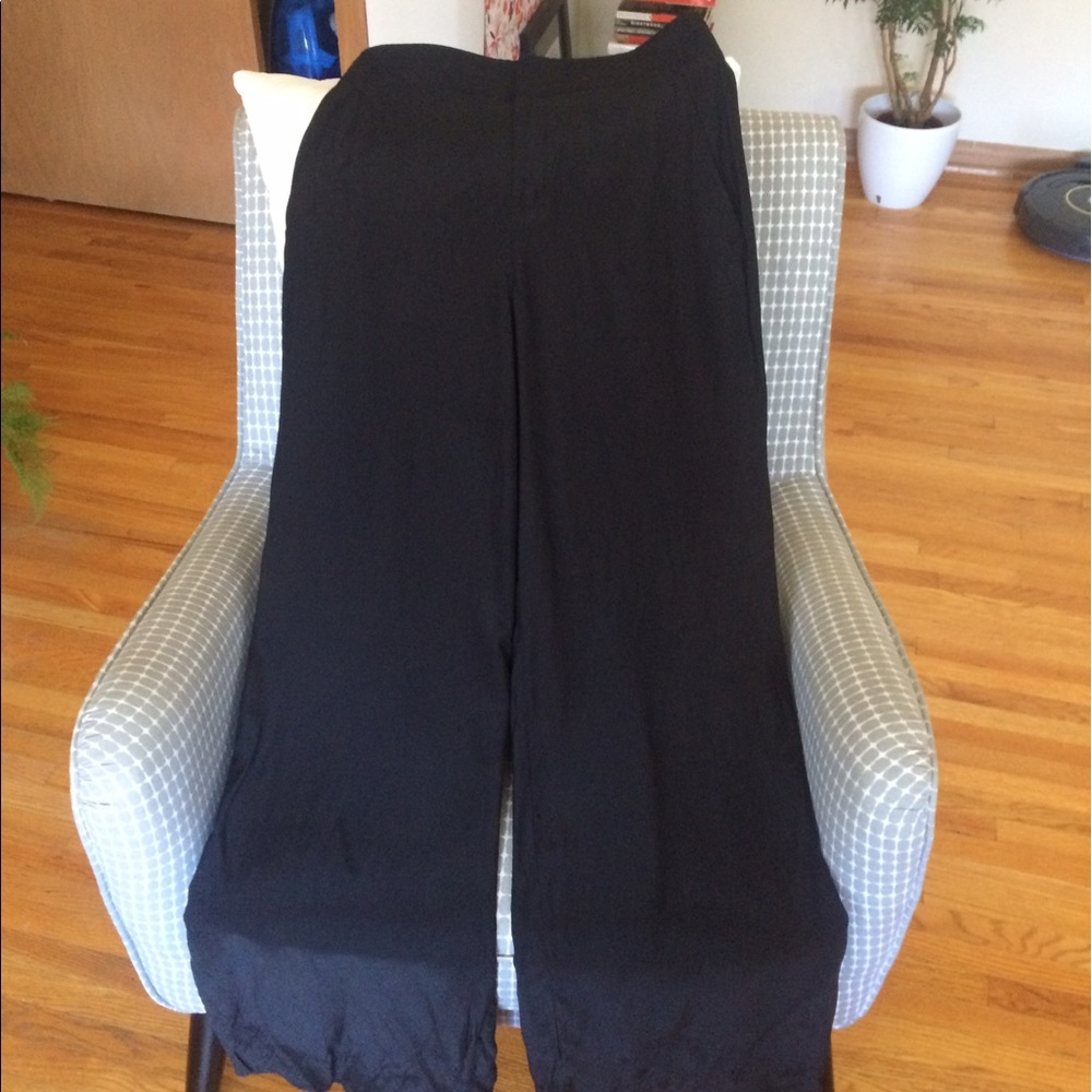 High Waisted Black Silk Club Monaco Trousers sz 0