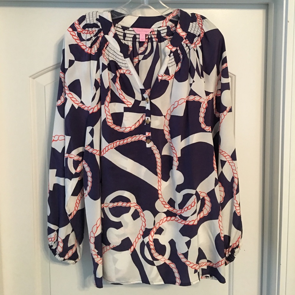 Lilly Pulitzer 100% silk Nautical Top size Large