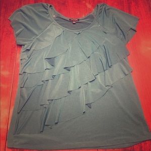 Teal ruffled shirt worn once to a wedding