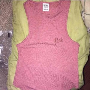 VS PINK ribbed fitted cropped tank top