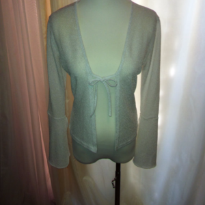 SOLD—White Italian Tie-Front Blouse/Cardigan with Flare