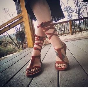 Price reduced!!! Free people lace up boho sandals