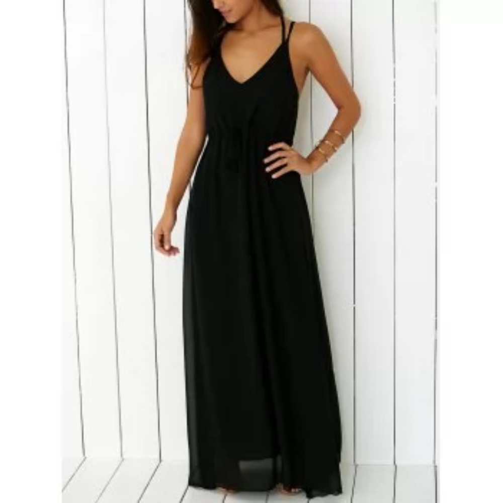 Criss-cross maxi slip dress
