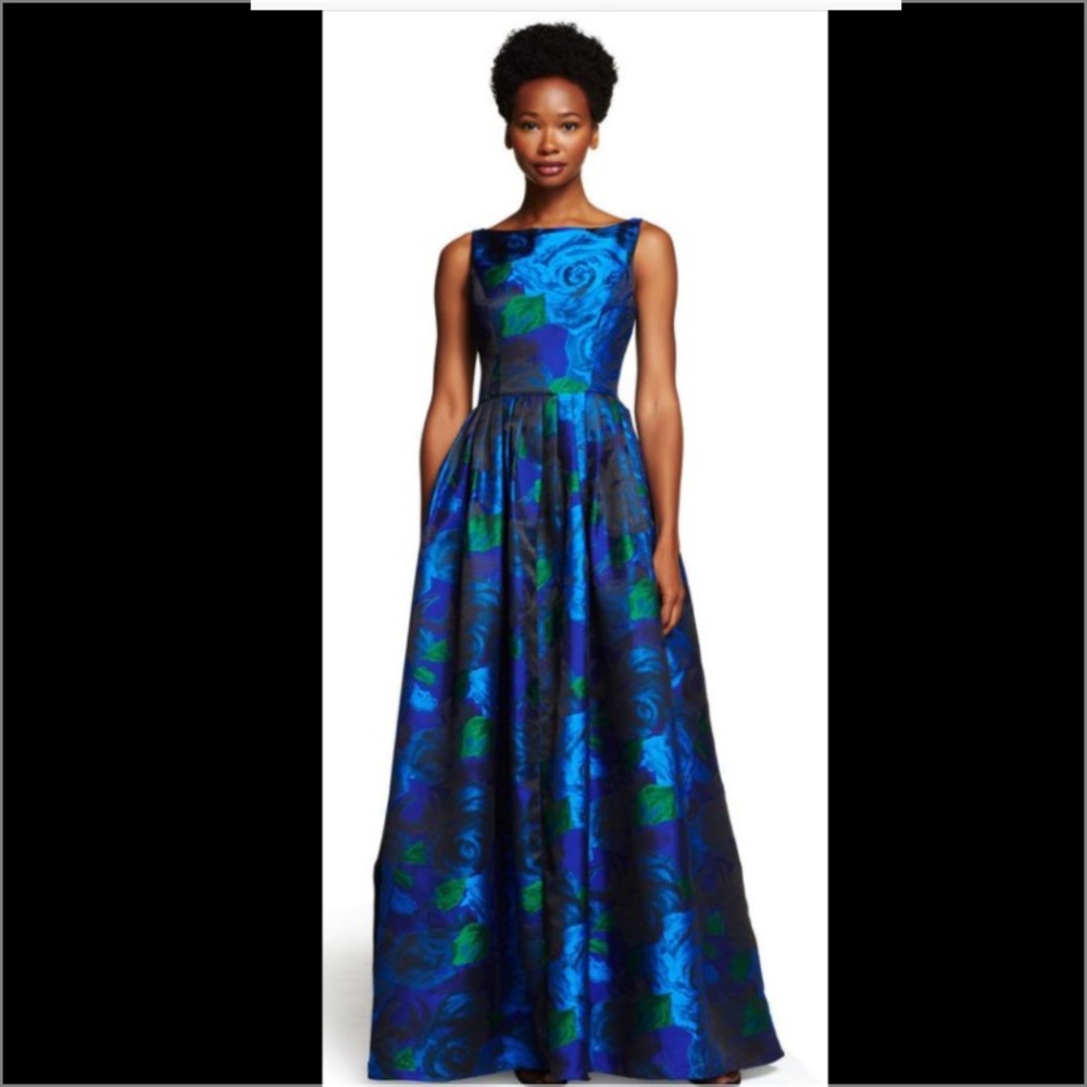 Adrianna Papell boat neck sleeveless ball gown
