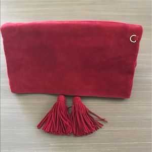 Anne Taylor red velvet clutch with tassel