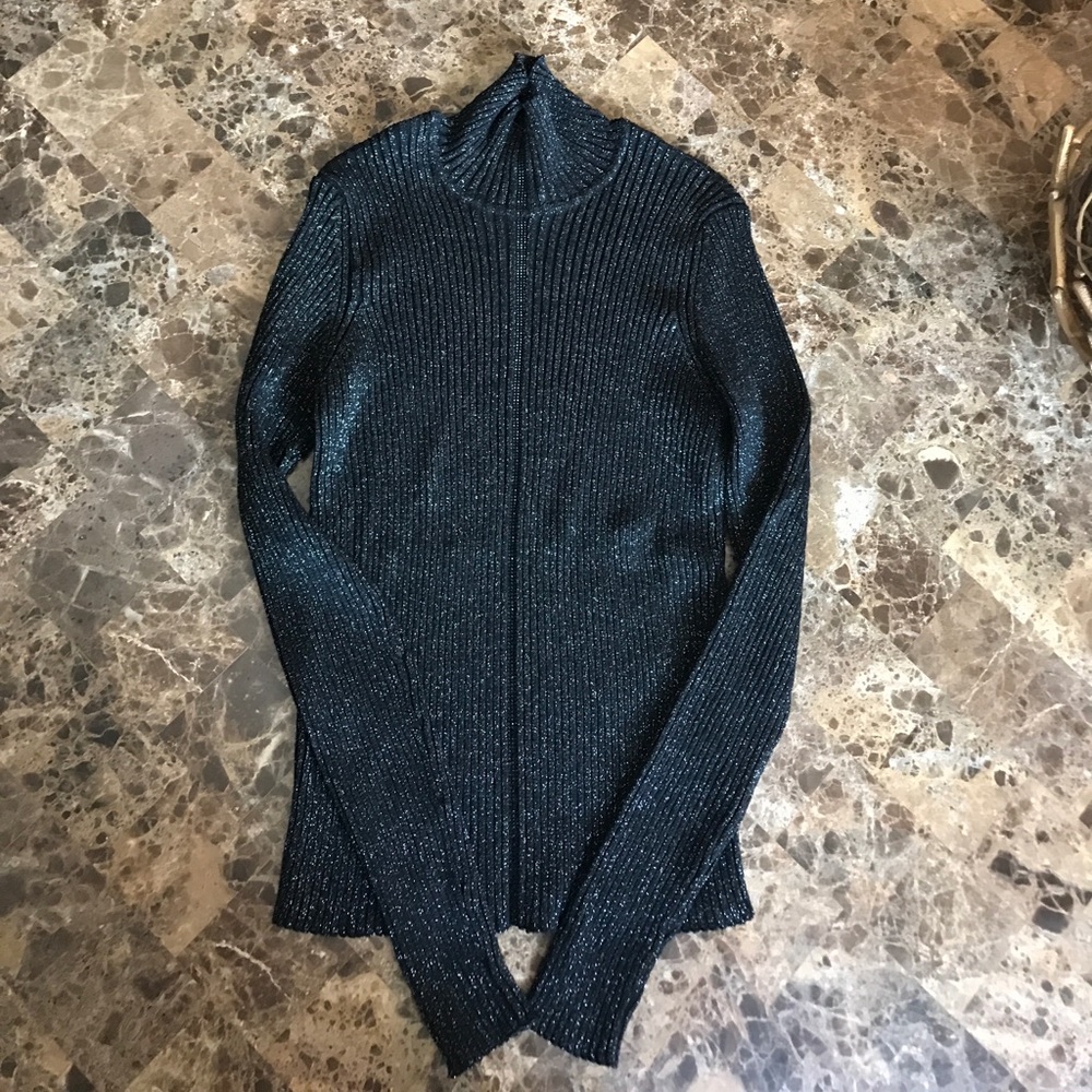 Escada Black Sparkle Cashmere Zipper Sweater