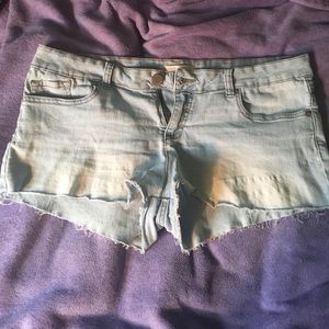 Light wash jean shorts