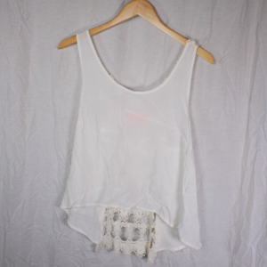 Lace Back white Tank Top
