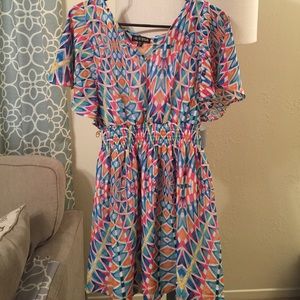 Colorful dress with white lining