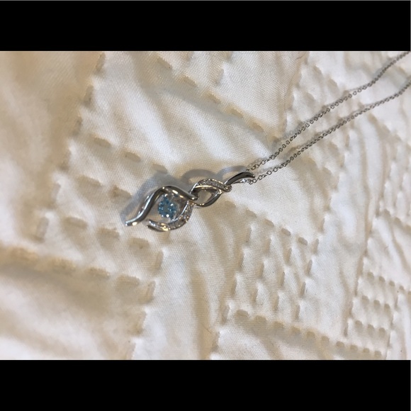 Zales Jewelry Zales Blue Topaz White Sapphire Silver Necklace