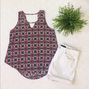 Pink and green v-neck Lush tank top