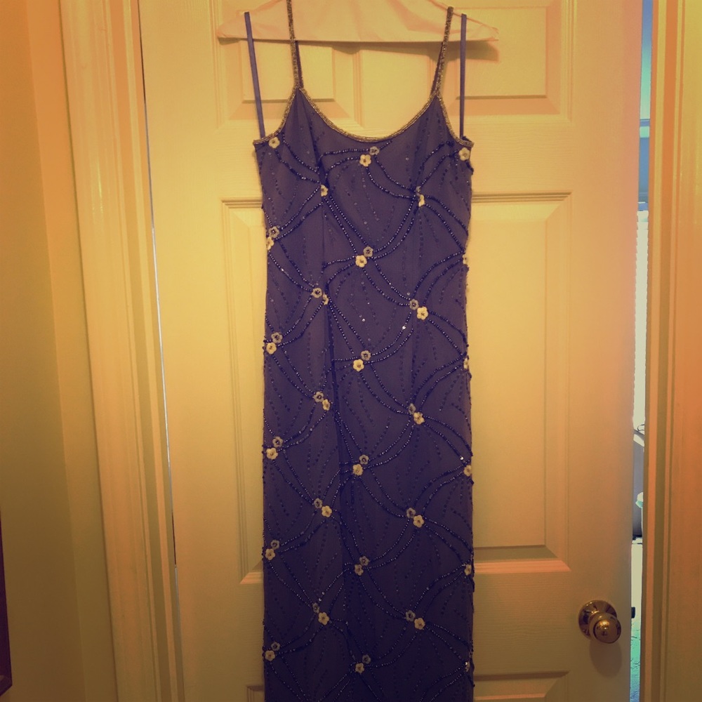 Blue Embellished Formal Dress